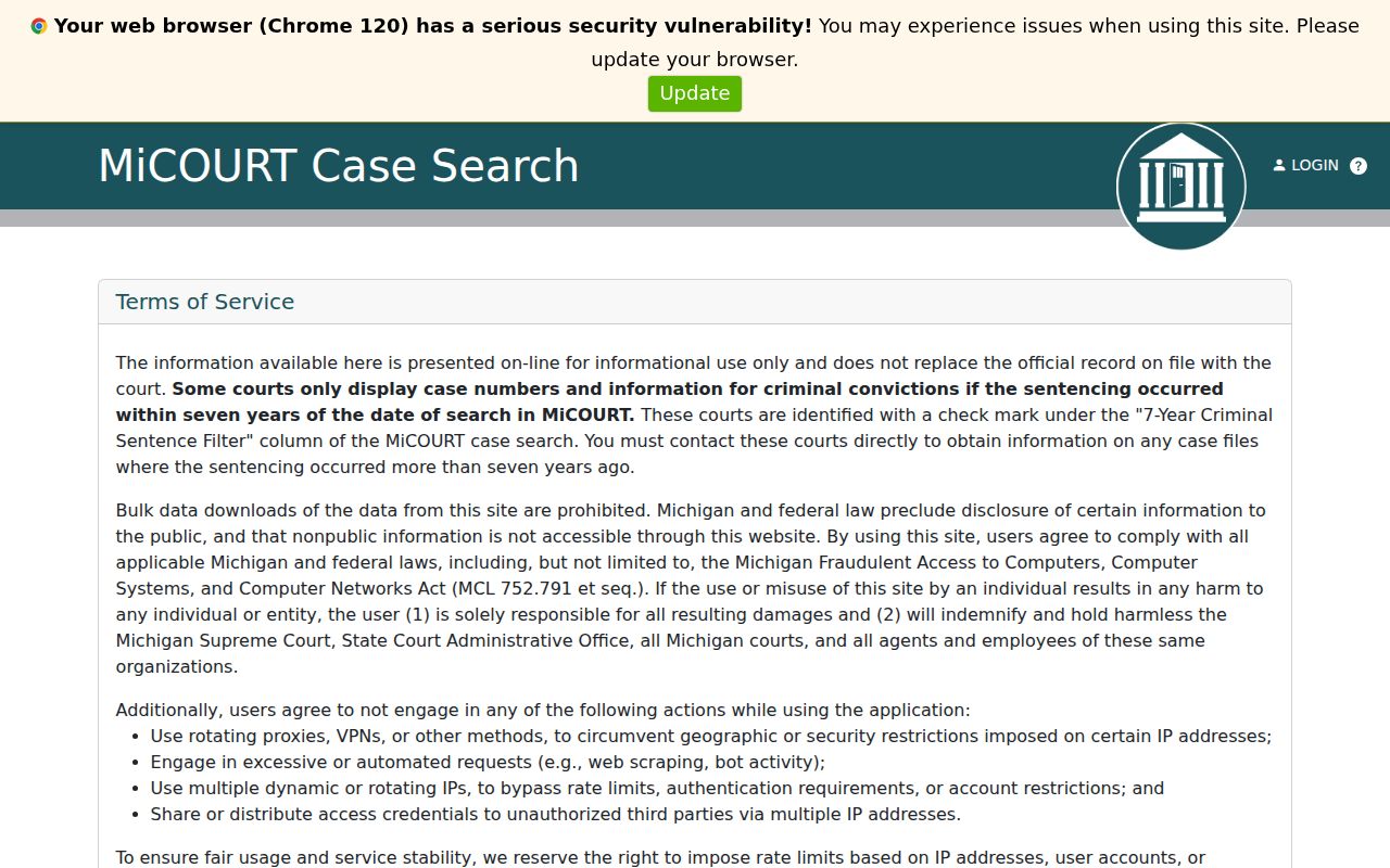 Oscoda County case search MiCOURT court-selection route