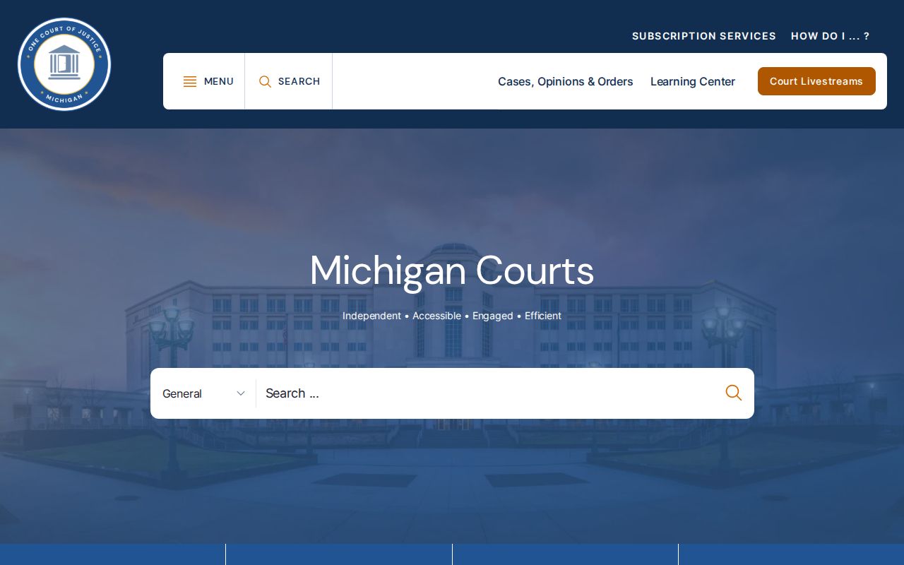 Oscoda County court calendar statewide Michigan Judiciary resources page