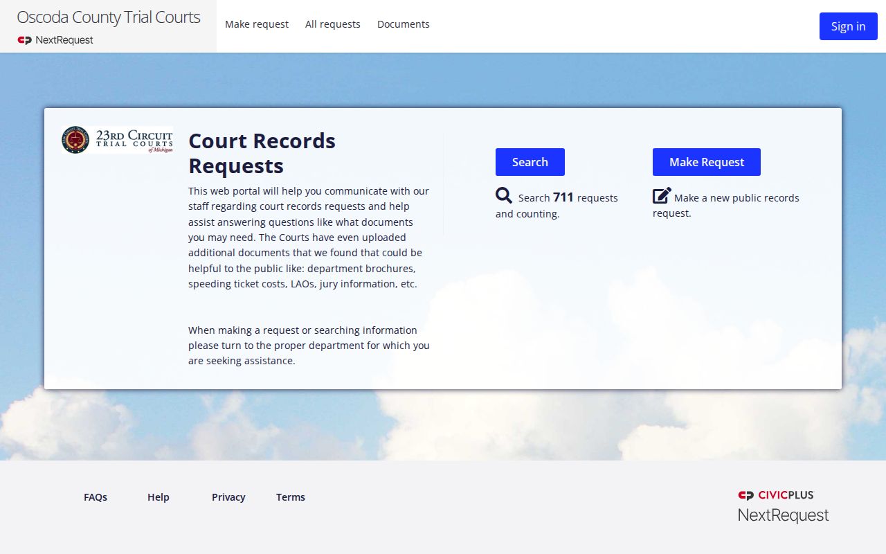 Oscoda County court records trial courts request portal