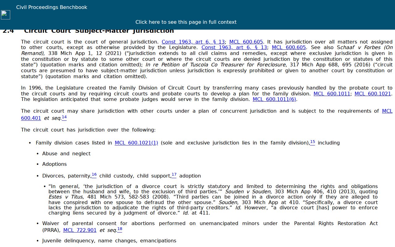 Oscoda County criminal docket circuit court jurisdiction guide