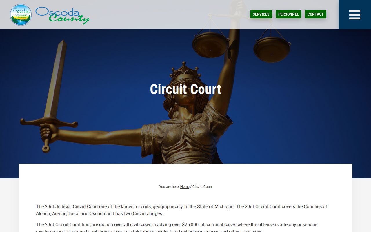 Oscoda County court docket information for the 23rd Circuit Court