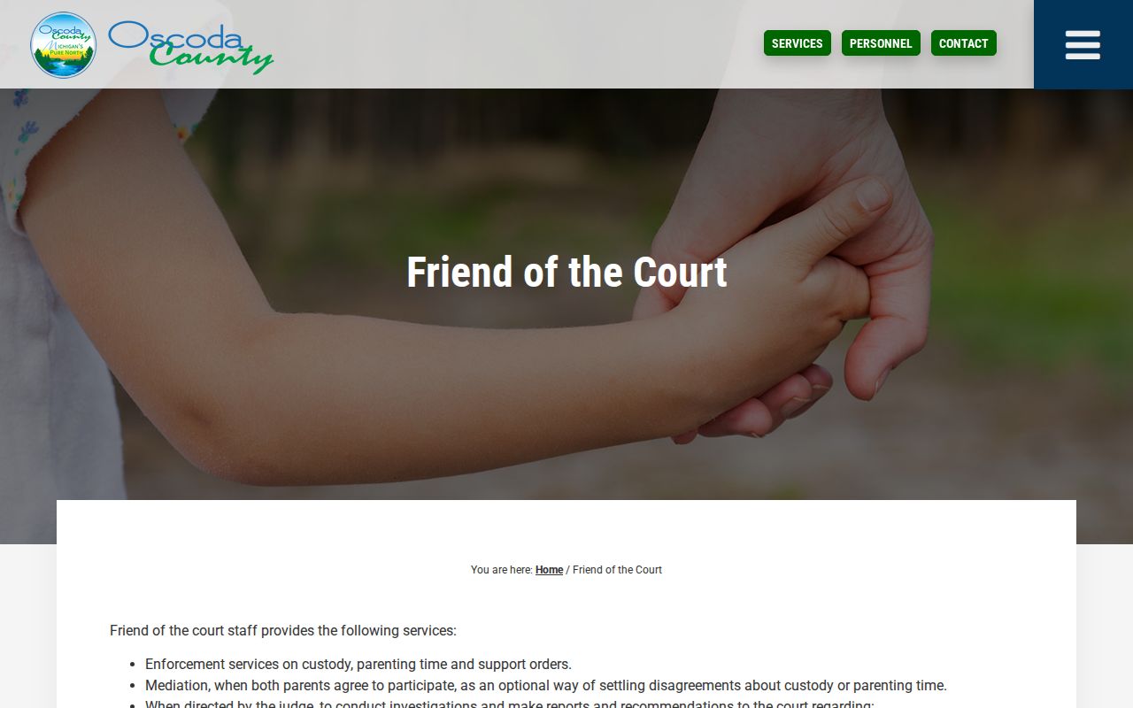 Oscoda County court docket family division contact source