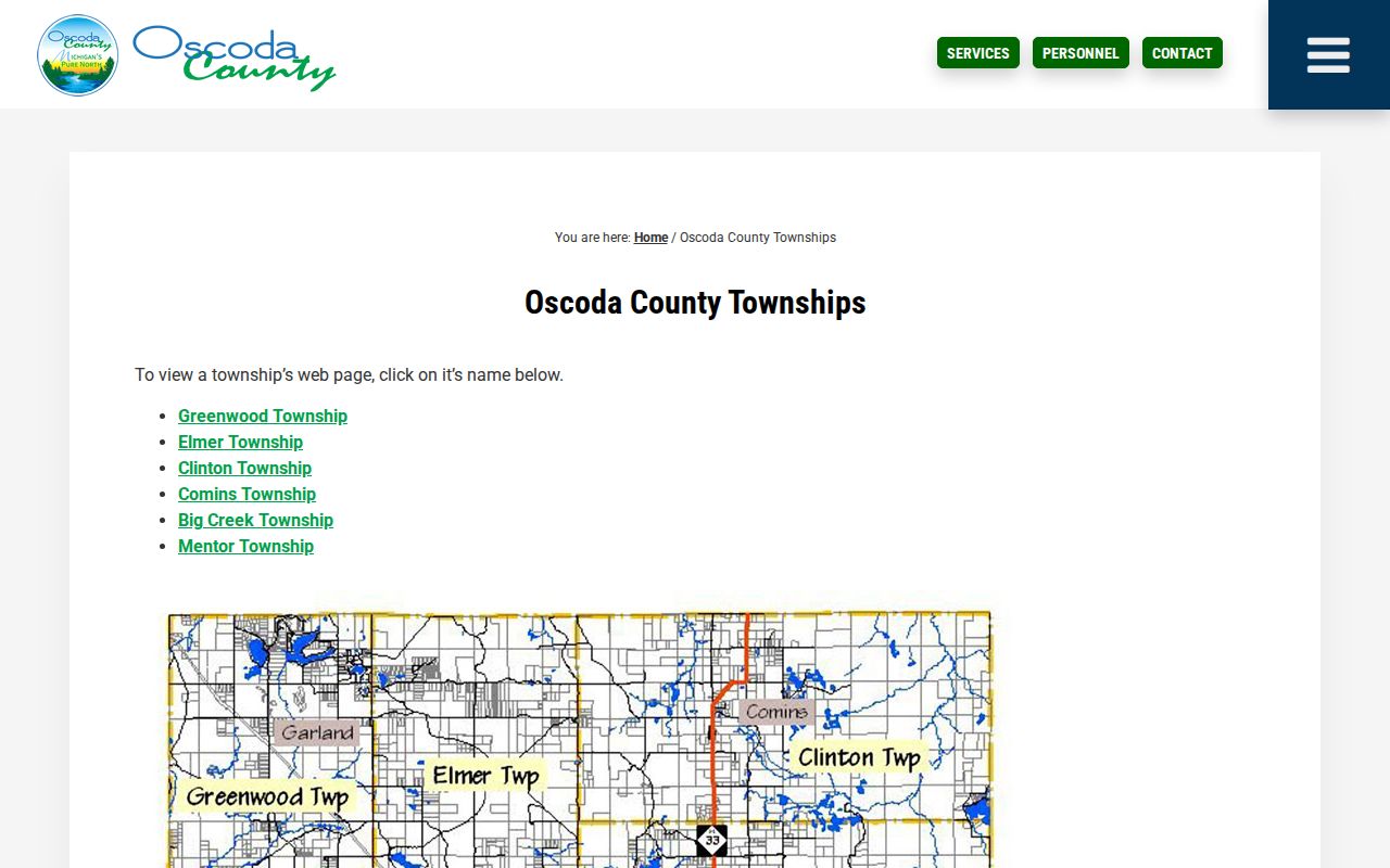 Oscoda County court docket routing for township communities