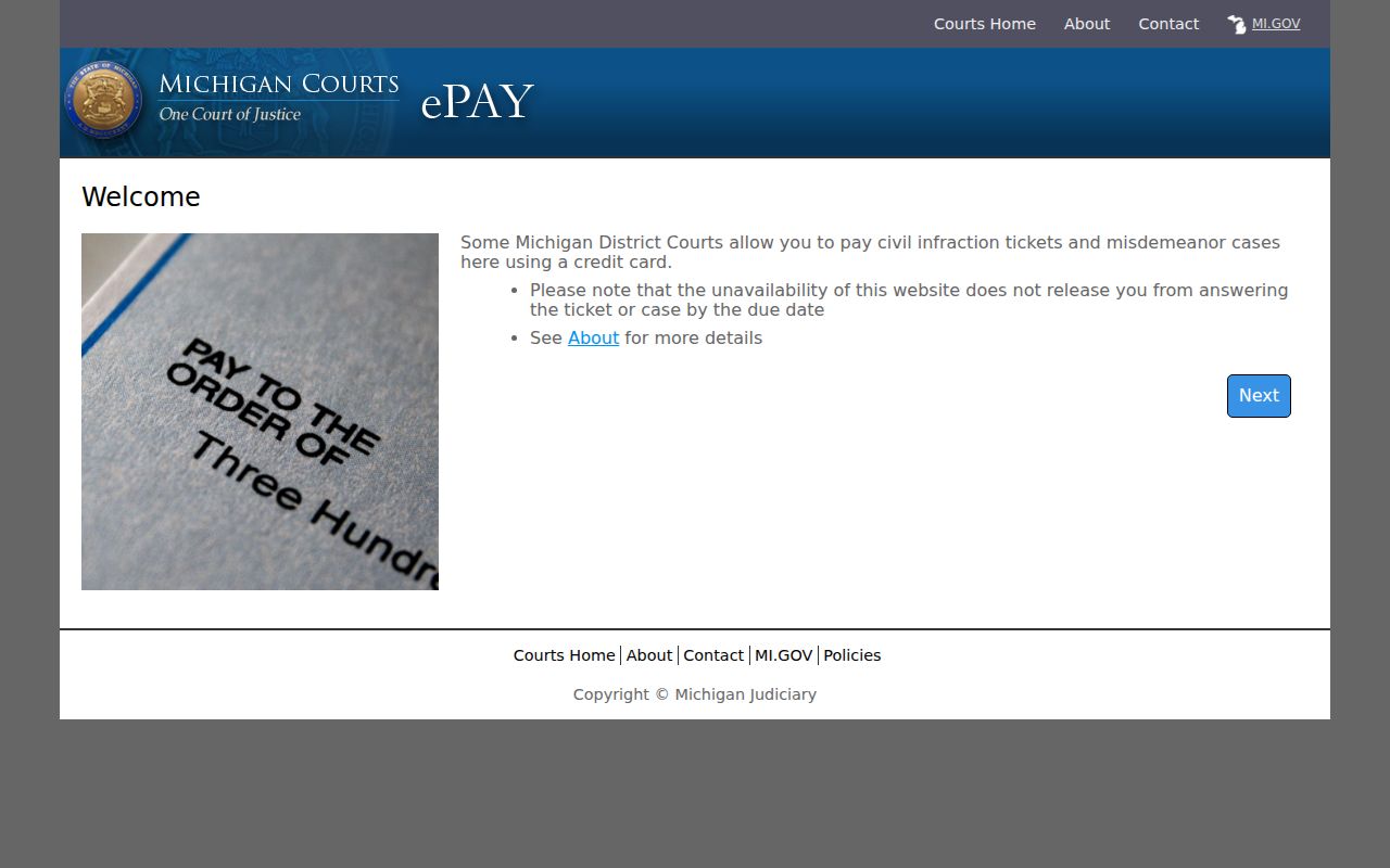 Oscoda County traffic court records Michigan eCourts PayTix payment information